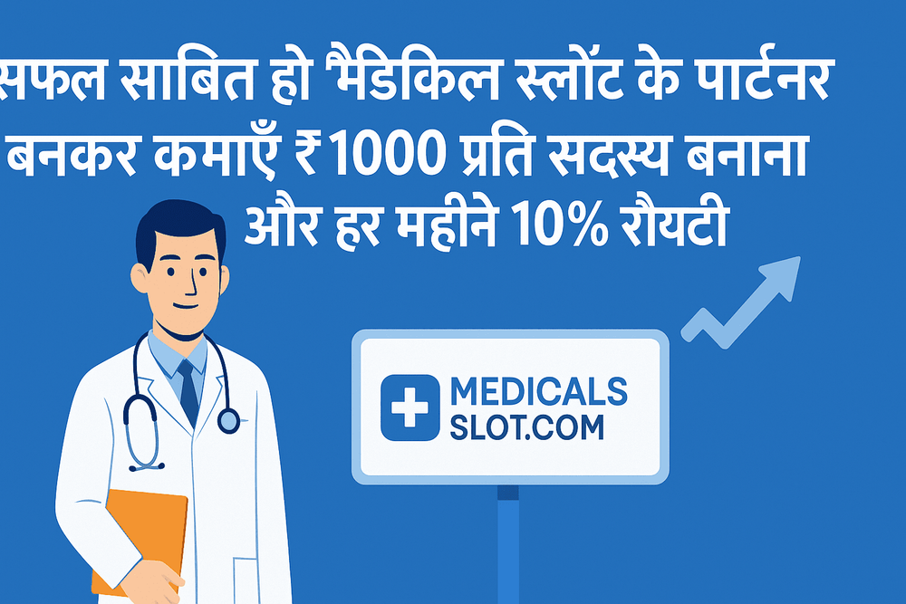 💼 बिना ऑफिस जाए कमाएँ – मेडिकलस्लॉट पार्टनर प्रोग्राम के साथ घर बैठे आय का नया तरीका